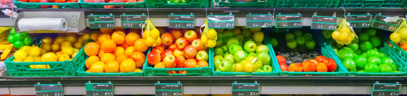 produce section in a supermarket